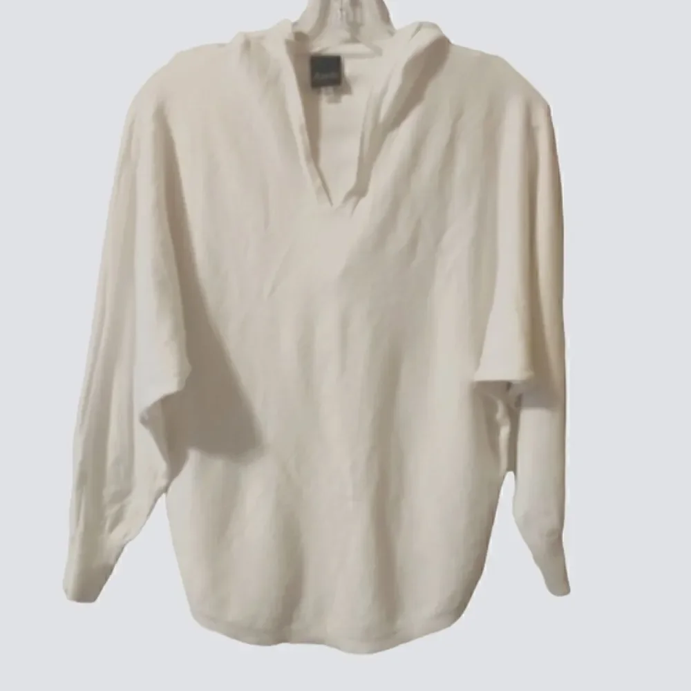 Aaeda hooded white pullover sweater sweatshirt size S